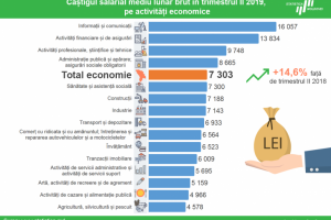 Care e salariul mediu lunar în Moldova, pe activități economice.
